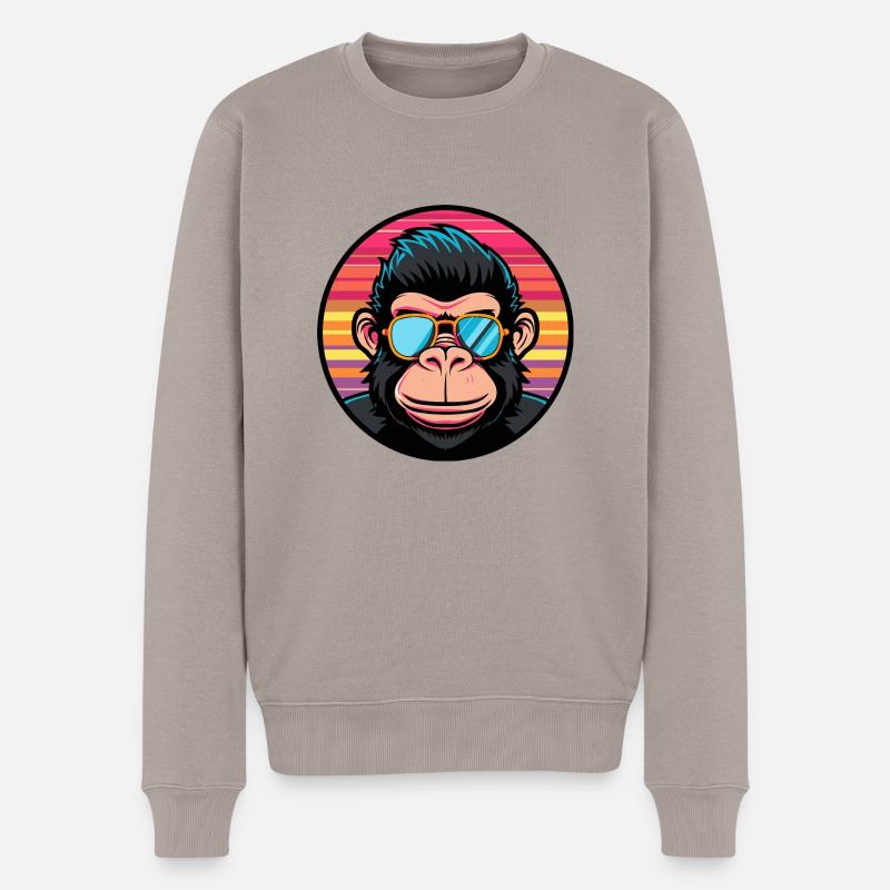 Affe Comic Cool - Männer Premium Bio Pullover - Taupe