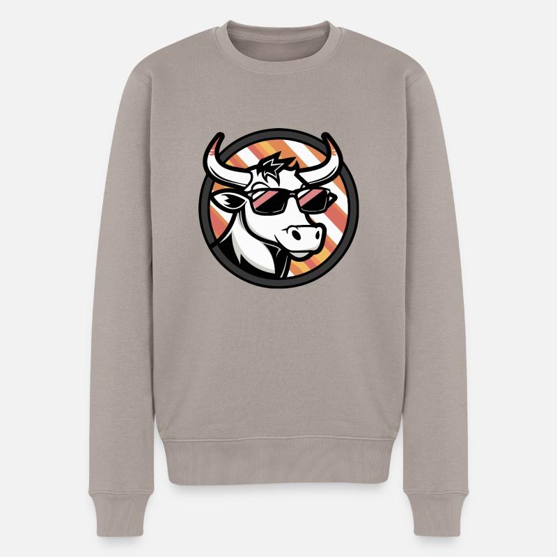 Kuh Comic Cool - Männer Premium Bio Pullover - Taupe