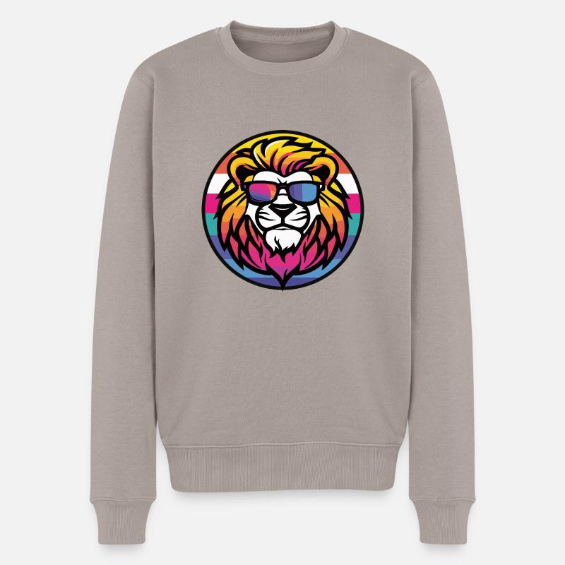 Lion Bande Dessinée Cool - Pull Premium bio Homme - taupe