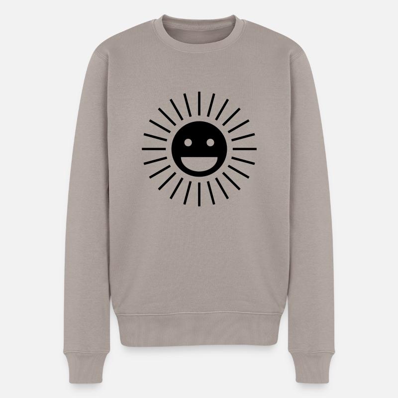 Soleil heureux | Conception de visage de soleil heureux - Pull Premium bio Homme - taupe