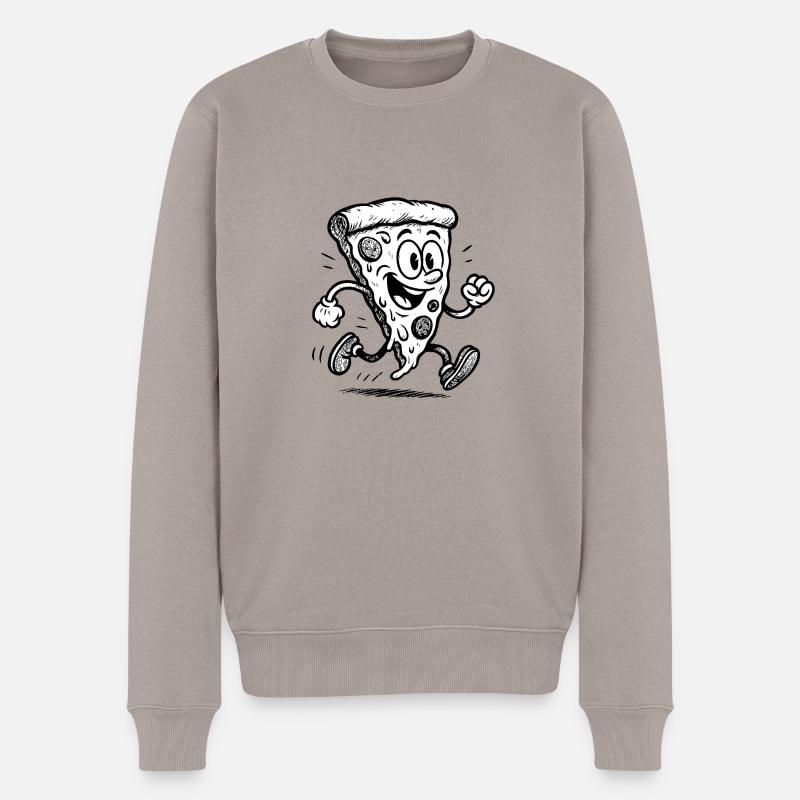 running pizza - Männer Premium Bio Pullover - Taupe