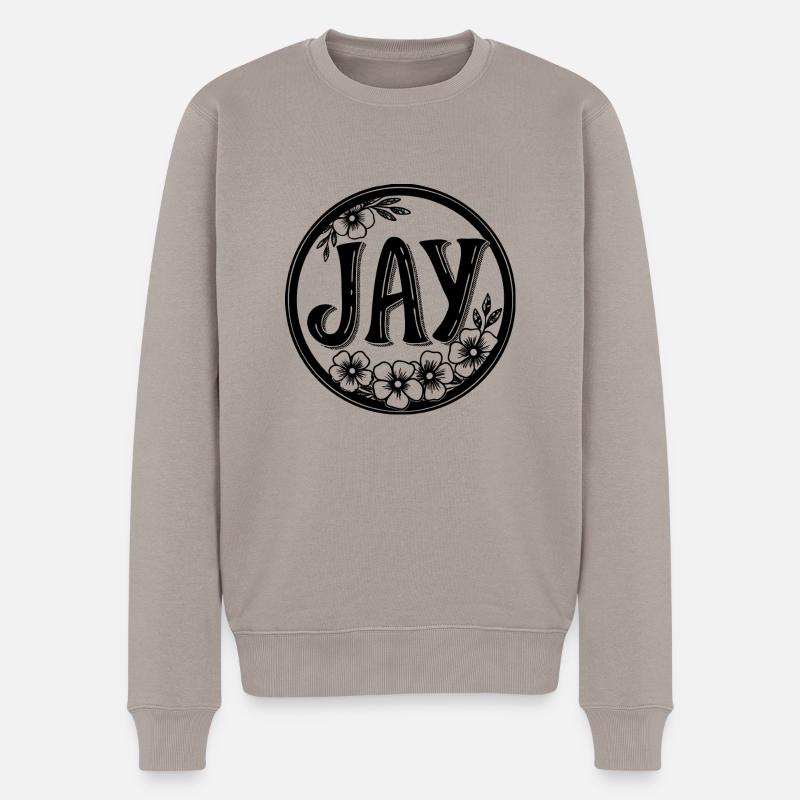 Jay, Kaligrafie-Design - Männer Premium Bio Pullover - Taupe