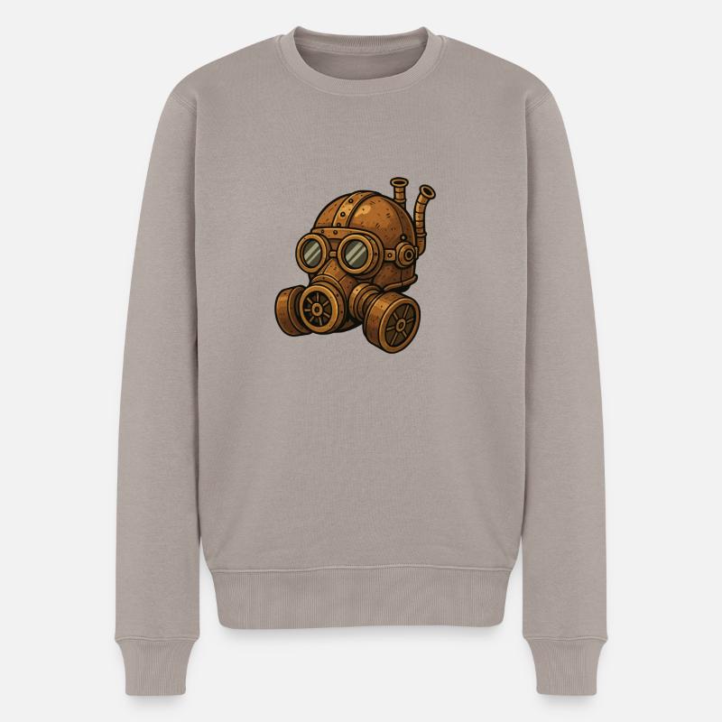 gasmaske steampunk - Männer Premium Bio Pullover - Taupe