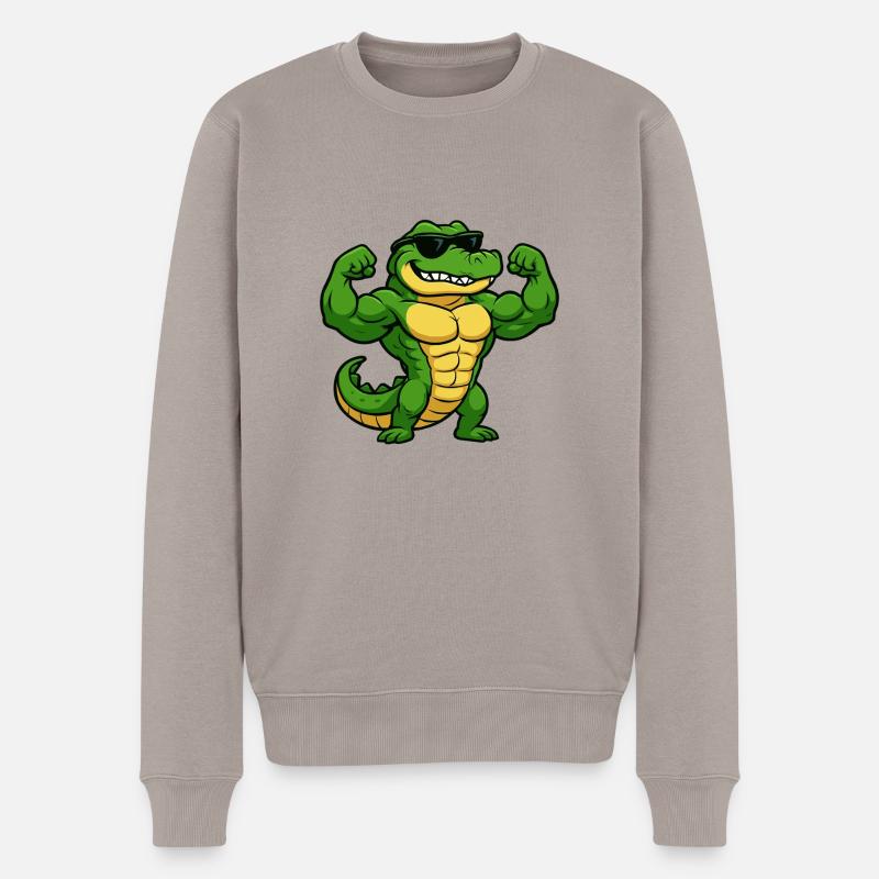 krokodil muskeln - Männer Premium Bio Pullover - Taupe