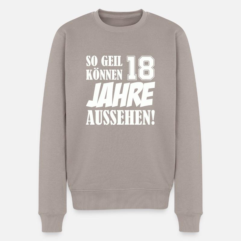 18 jahre - Männer Premium Bio Pullover - Taupe