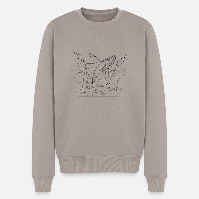 Wal mit Eisbergen - Männer Premium Bio Pullover - Taupe