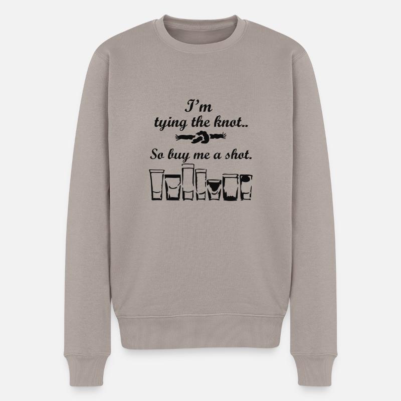 Ich binde den Knoten, kaufen Sie mich einen Schuss - Männer Premium Bio Pullover - Taupe