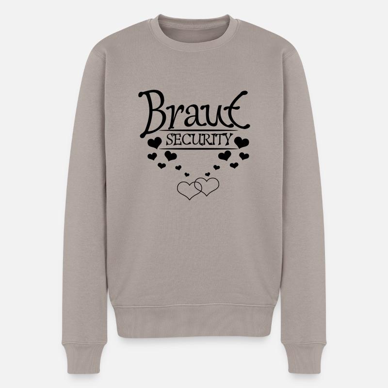 Braut Security mit Herzchen - Männer Premium Bio Pullover - Taupe