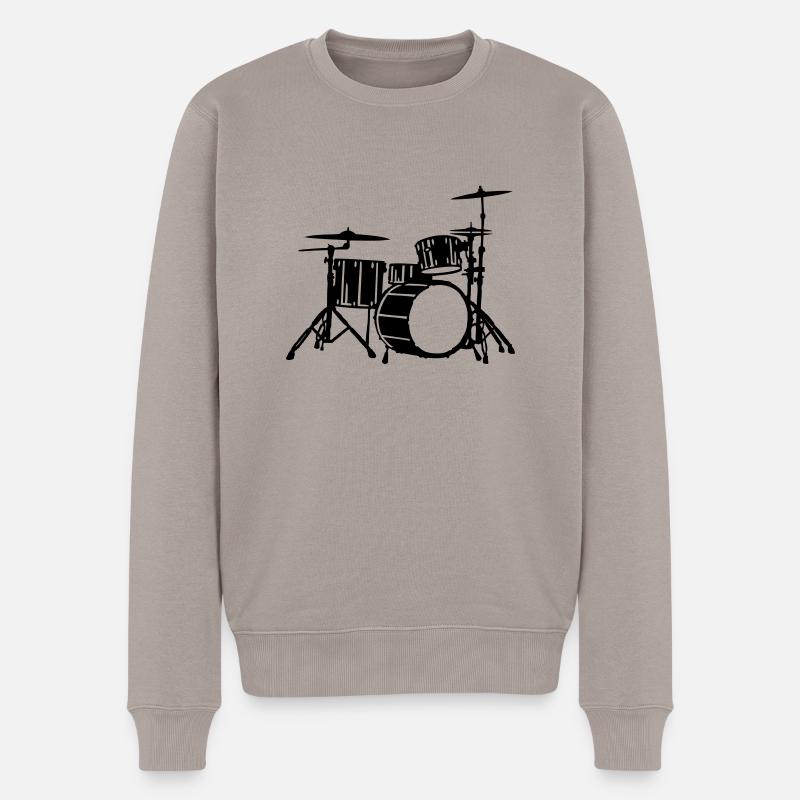 Drums Silhouette Detailed - Männer Premium Bio Pullover - Taupe