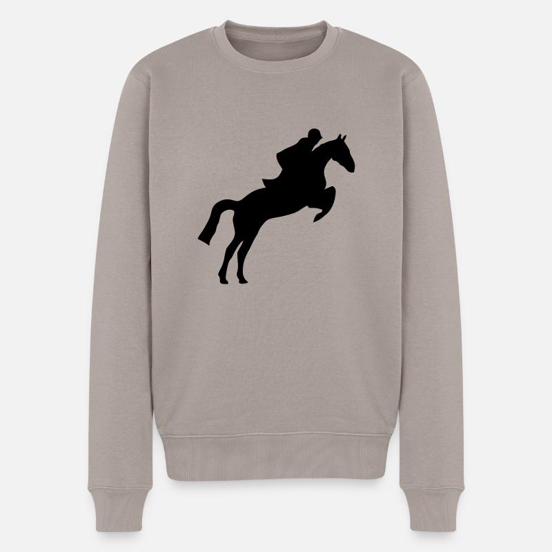 Horse Jumping - Männer Premium Bio Pullover - Taupe