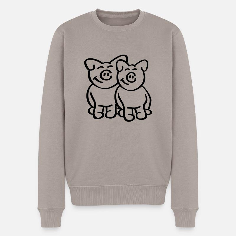 Cute Pigs - Männer Premium Bio Pullover - Taupe
