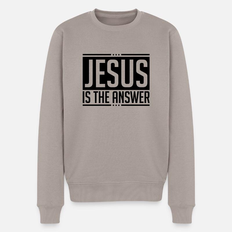 jesus_is_the_answer_ga1 - Männer Premium Bio Pullover - Taupe