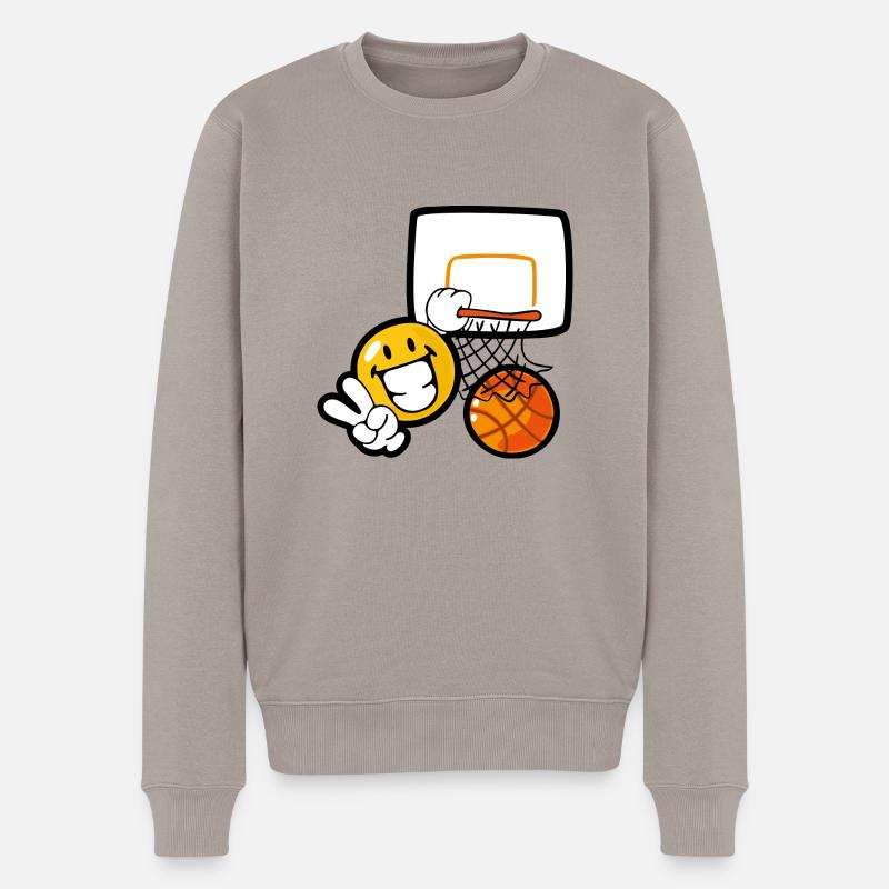 Smiley Basketball - Männer Premium Bio Pullover - Taupe