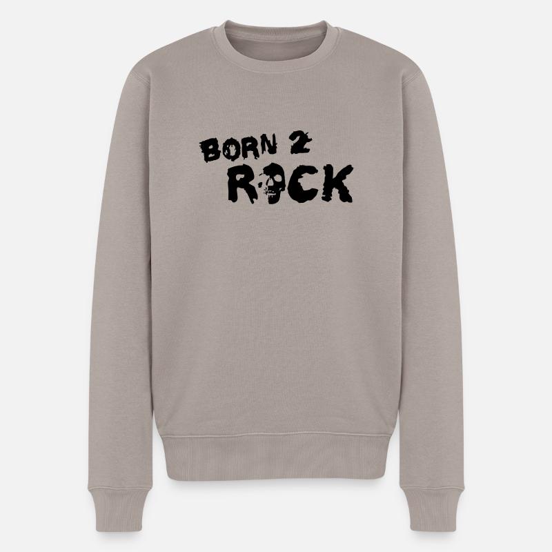 born_2_rock_b_1c - Männer Premium Bio Pullover - Taupe