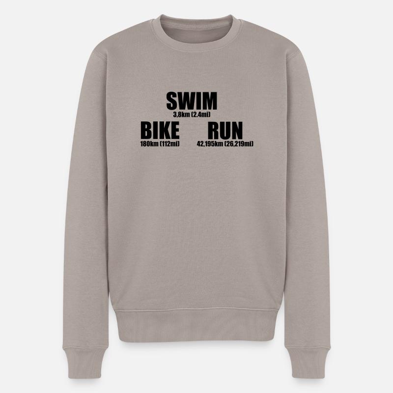 Triathlon Distance - Männer Premium Bio Pullover - Taupe