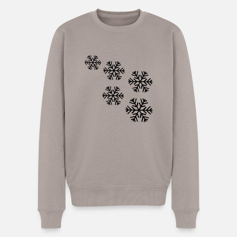 schneeflocken schnee - Männer Premium Bio Pullover - Taupe