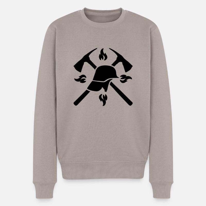 feuerwehr helm axt - Männer Premium Bio Pullover - Taupe