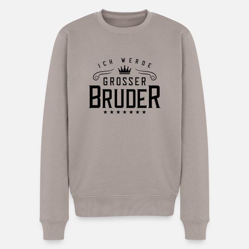 ich werde grosser bruder - Männer Premium Bio Pullover - Taupe