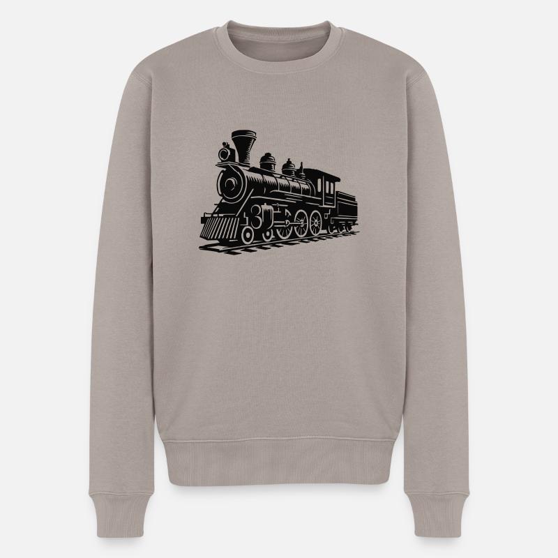 lokomotive zug - Männer Premium Bio Pullover - Taupe