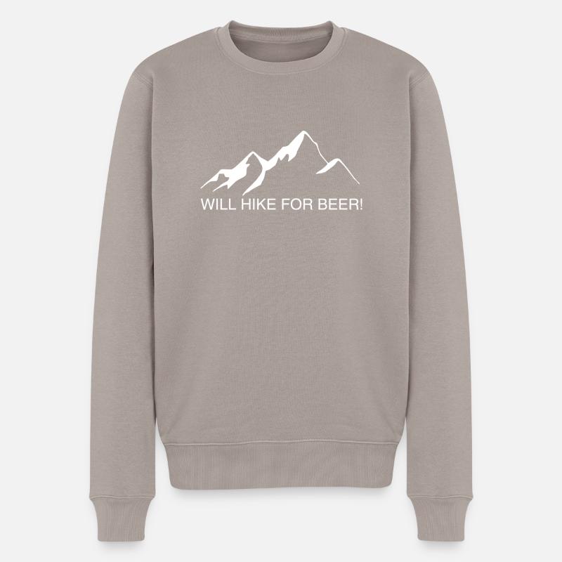 WILL HIKE FOR BEER - Männer Premium Bio Pullover - Taupe