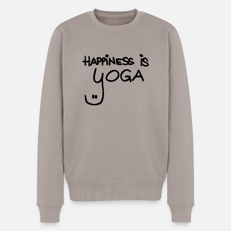 happiness is yoga - Männer Premium Bio Pullover - Taupe