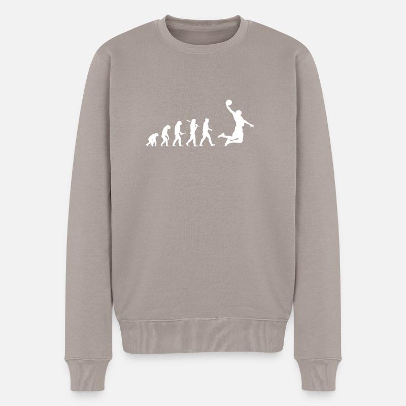 Evolution Basketball! Funny! Dunk! - Männer Premium Bio Pullover - Taupe