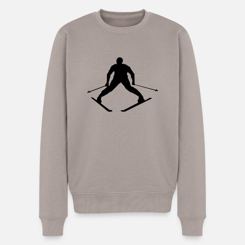 Skifahrer - Männer Premium Bio Pullover - Taupe