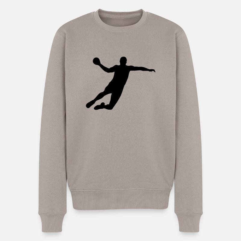 Handball Sprungwurf - Männer Premium Bio Pullover - Taupe