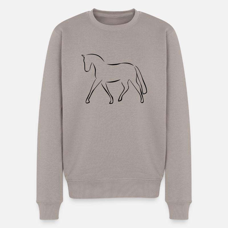 Pferd - Männer Premium Bio Pullover - Taupe