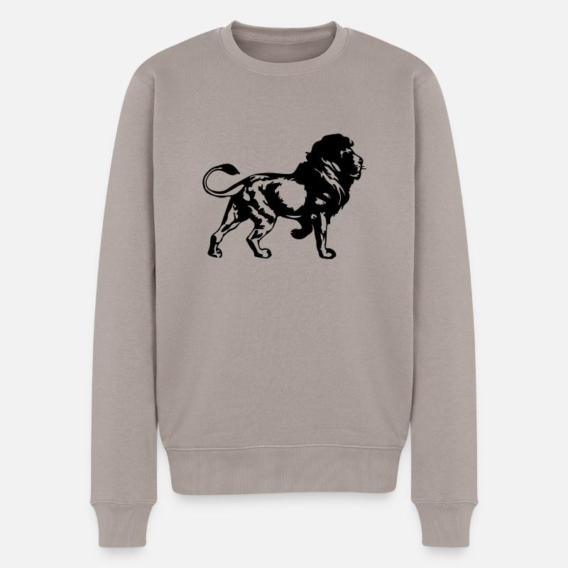 lion - Männer Premium Bio Pullover - Taupe