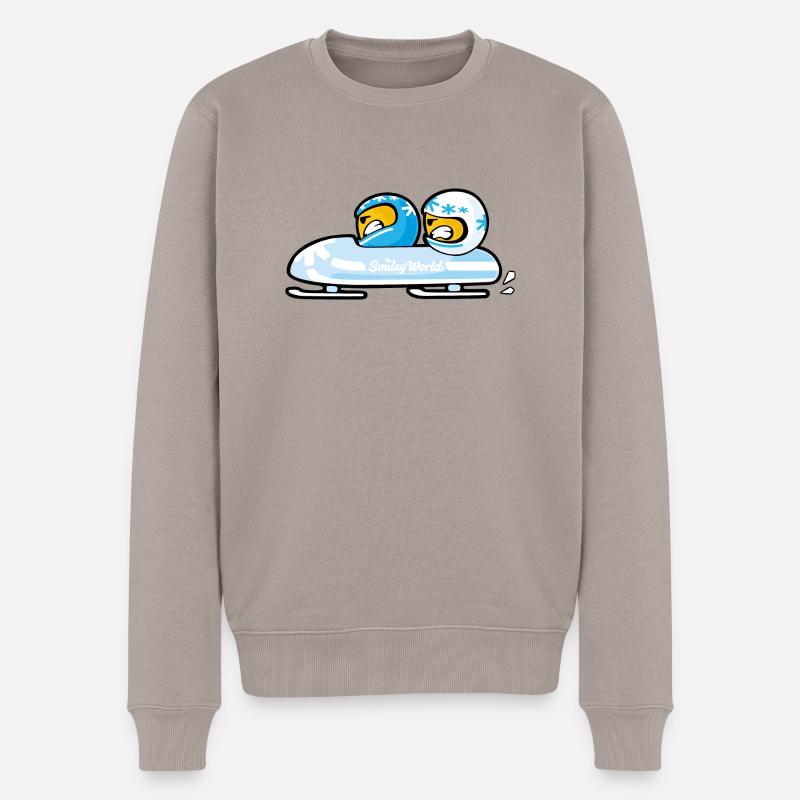 Smiley Bobsleigh - Männer Premium Bio Pullover - Taupe