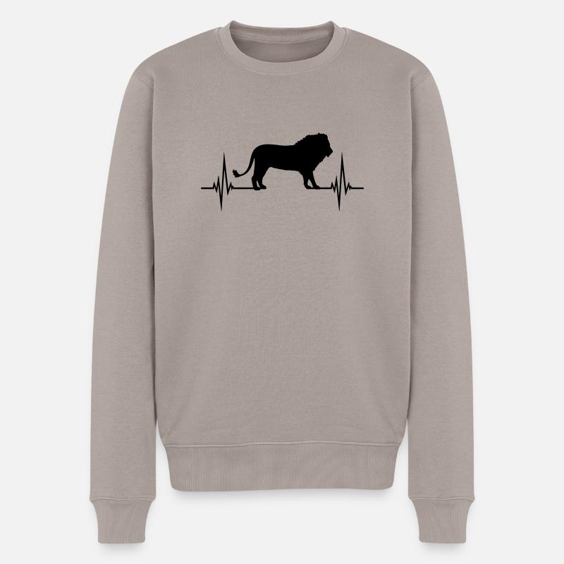 Puls Männlicher Löwe - Männer Premium Bio Pullover - Taupe