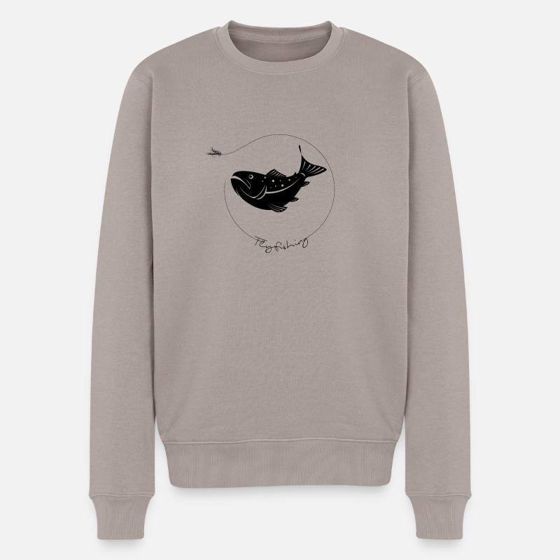 troutfly - Männer Premium Bio Pullover - Taupe