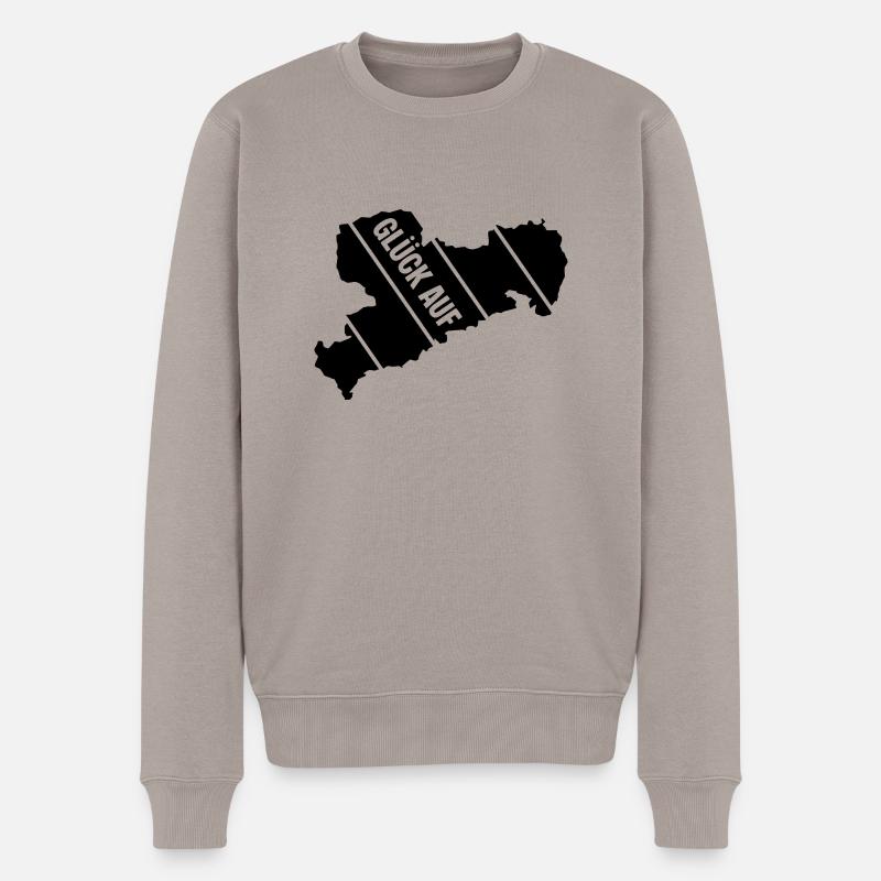Retro Sachsen Gruss - Männer Premium Bio Pullover - Taupe