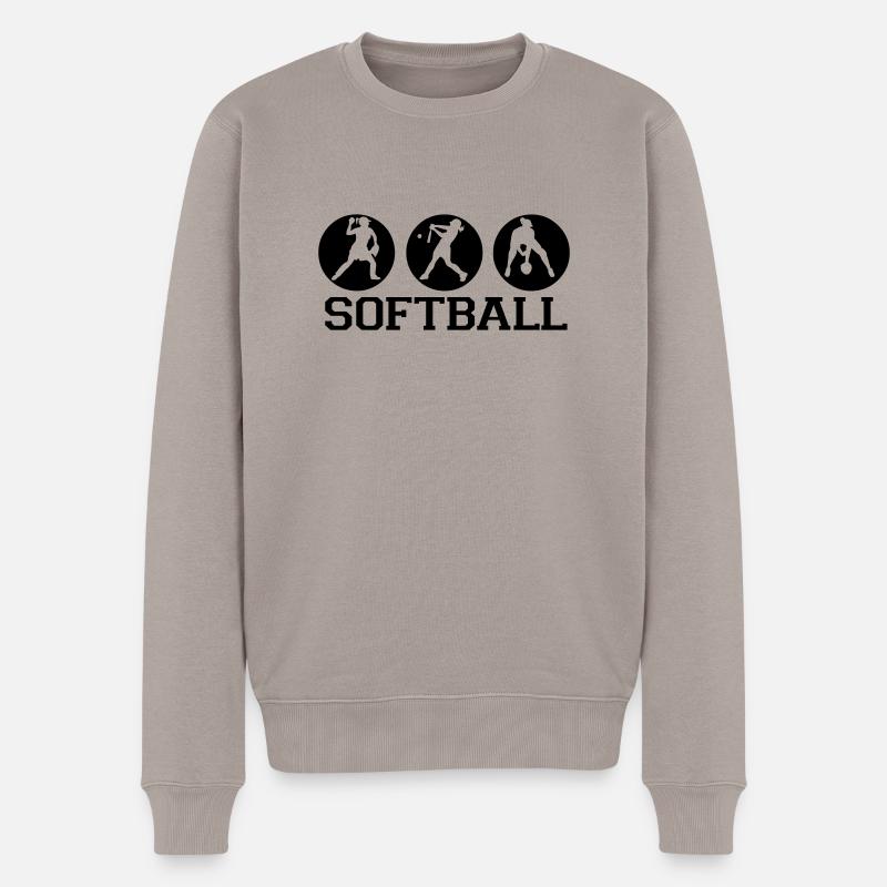 softball_dicke_linien - Männer Premium Bio Pullover - Taupe