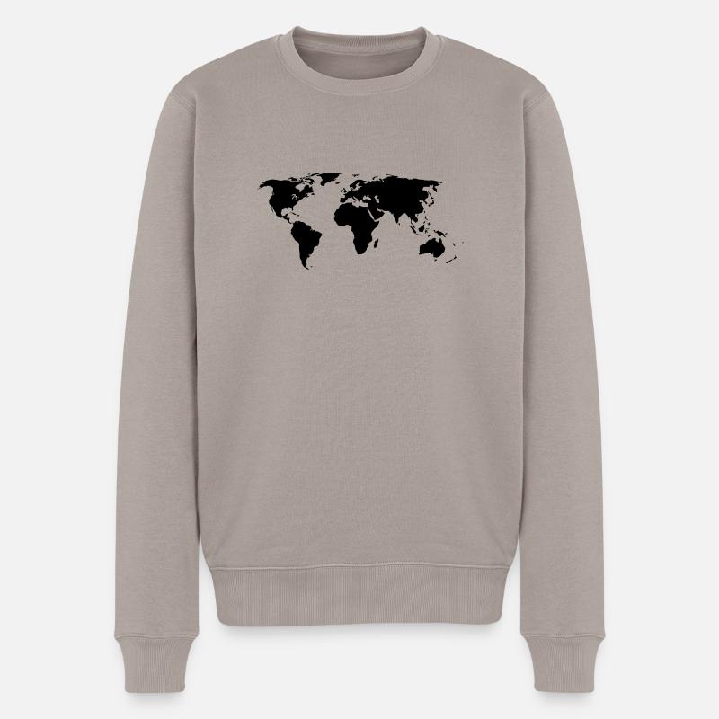 worldmap-weltkarte - Männer Premium Bio Pullover - Taupe
