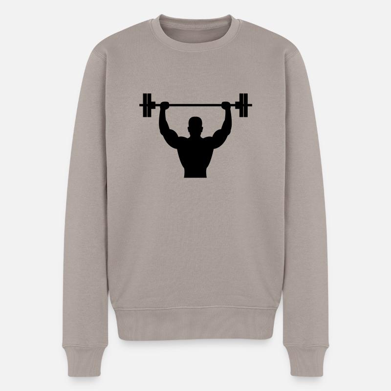 bodybuilder - Männer Premium Bio Pullover - Taupe