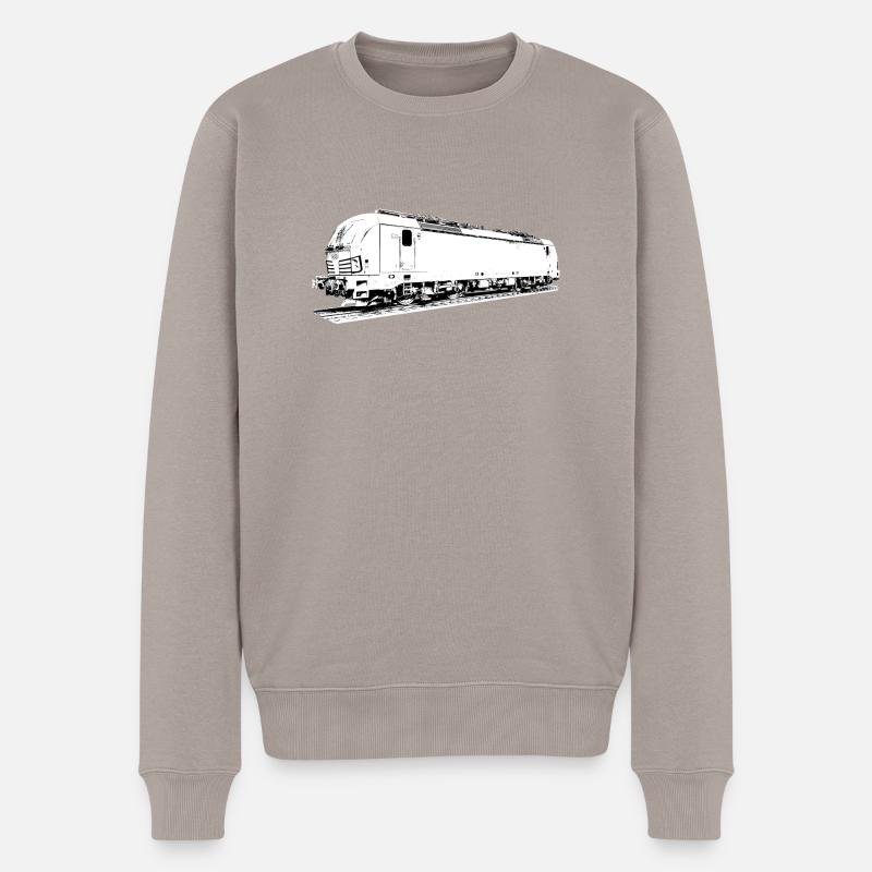 E-Lokomotive - Männer Premium Bio Pullover - Taupe