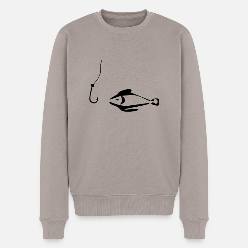 Angeln - Männer Premium Bio Pullover - Taupe