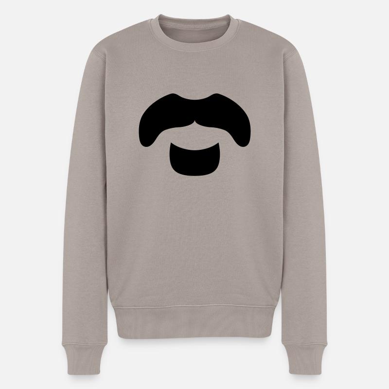 »Frank Zappa« Beard 3 - Männer Premium Bio Pullover - Taupe