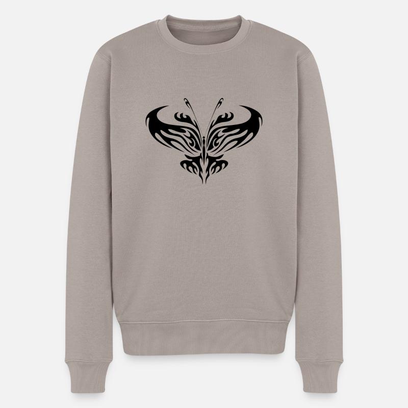 Schmetterling Tribal - Männer Premium Bio Pullover - Taupe