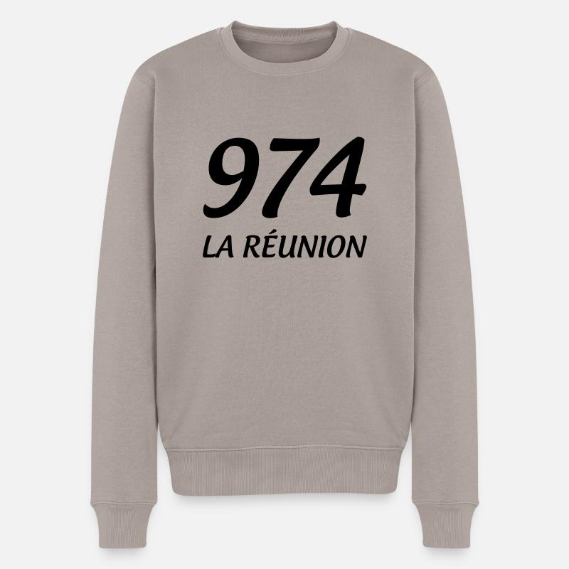 974 La Réunion - Pull Premium bio Homme - taupe