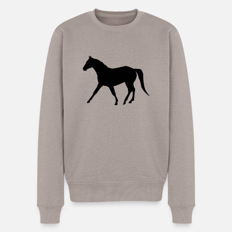pferd - Männer Premium Bio Pullover - Taupe