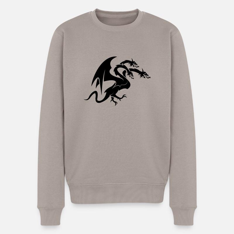 dragon 3 head - Männer Premium Bio Pullover - Taupe