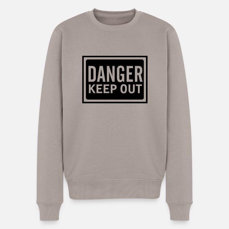 danger_keep_out_100 - Männer Premium Bio Pullover - Taupe