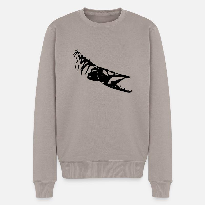 pike_bone1 - Männer Premium Bio Pullover - Taupe