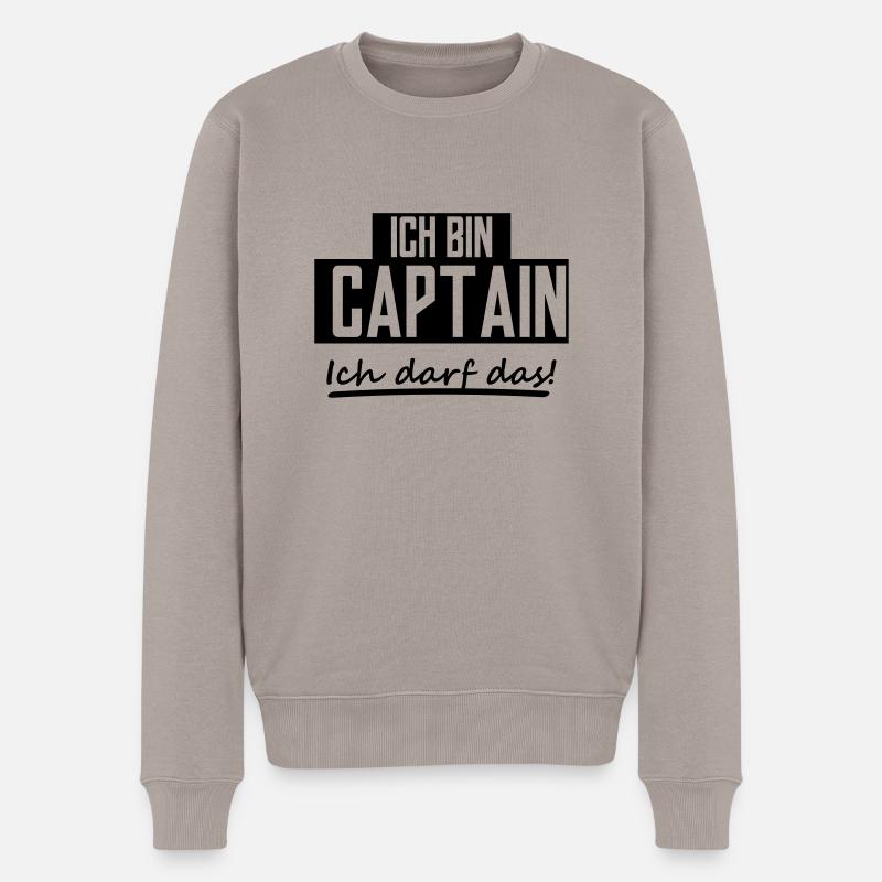 ich bin captain - Männer Premium Bio Pullover - Taupe
