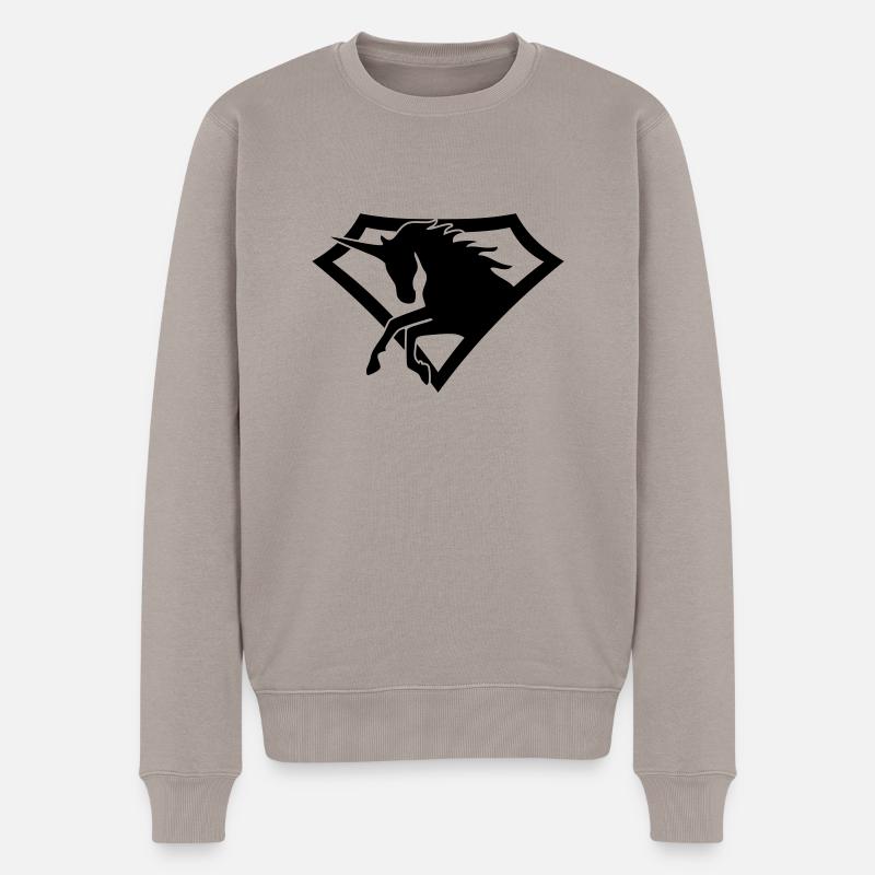 Super-Einhorn1 - Männer Premium Bio Pullover - Taupe