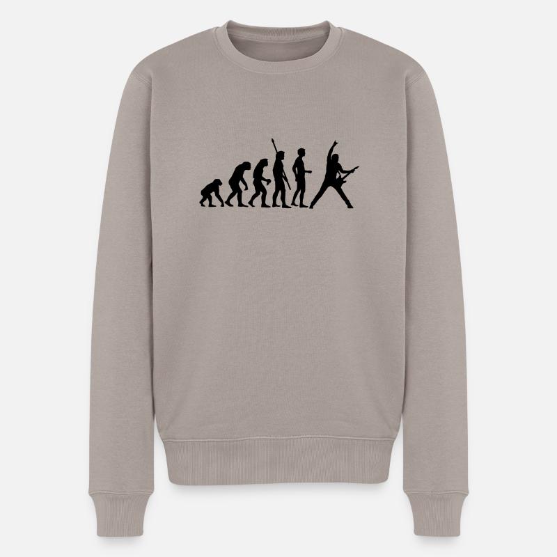 evolution_guitar_b - Männer Premium Bio Pullover - Taupe
