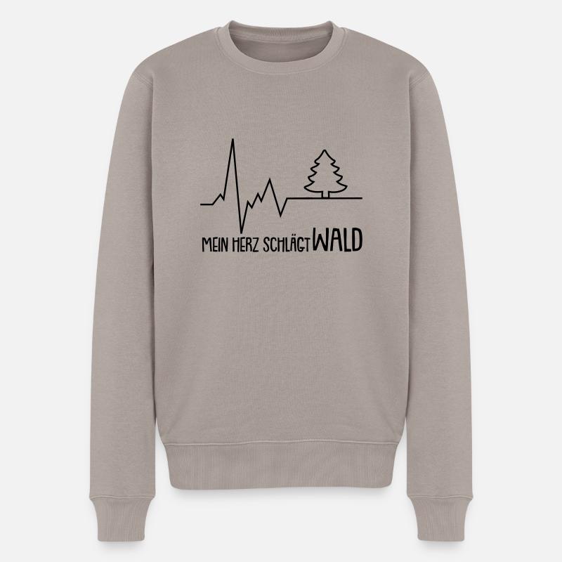 mein herz schlägt wald - Männer Premium Bio Pullover - Taupe